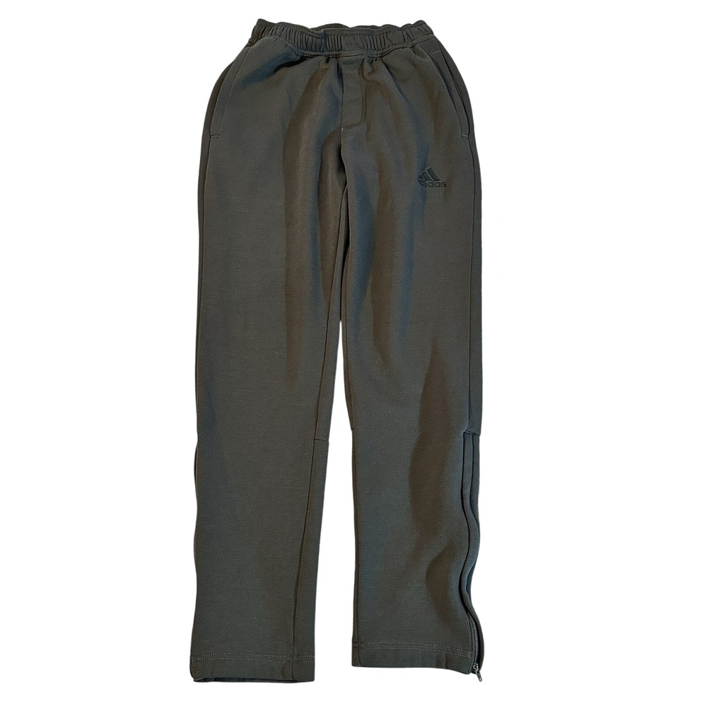 Adidas Mens Small Fleece Jogger Sweatpants‎ Dark Gray Zip Cuff Athletic